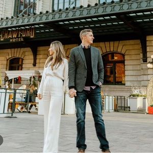 XS white satin House of Harlow jumpsuit